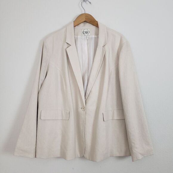 Cato Women's Cream linen Blazer - Picture 1 of 9